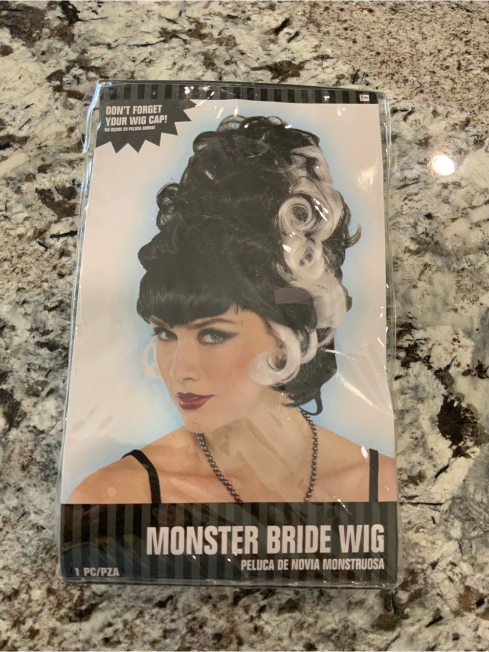 Monster Bride Wig - Black with White